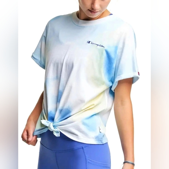Champion Tie-Dye T-Shirt in Blue and White M - Picture 1 of 7